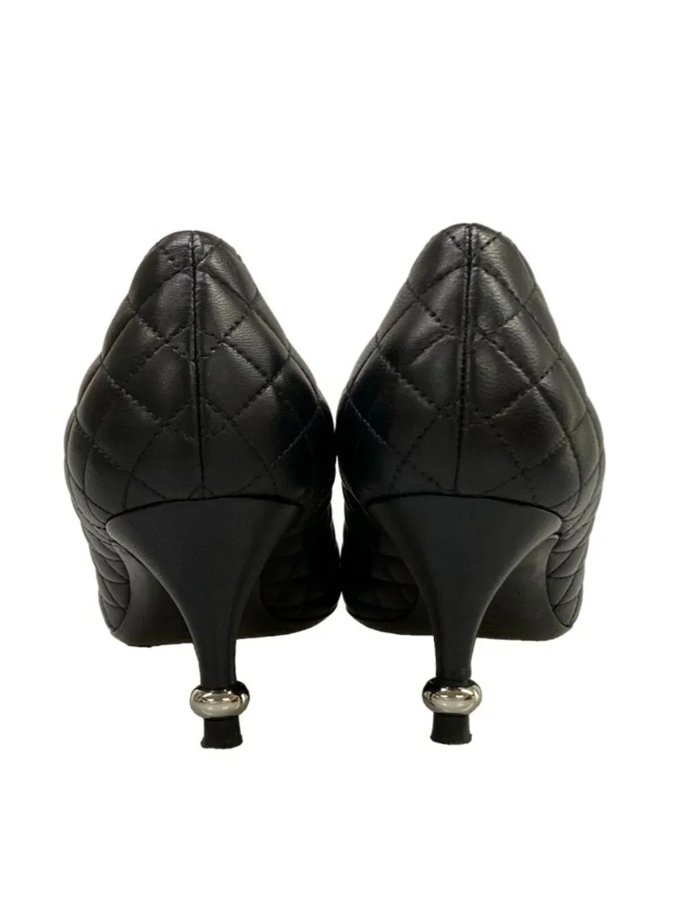 Chanel Pumps C Black Quilted CC Logo Lambskin Heels